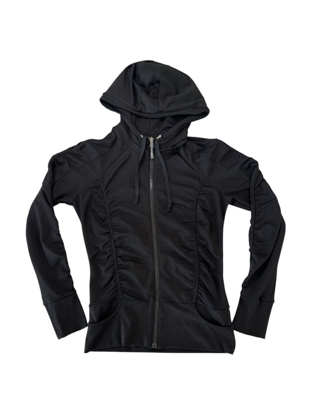 Ruched Zip Hooded Jacket Size Small